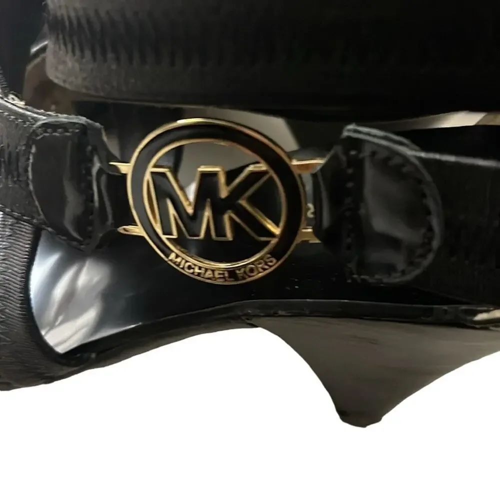 Michael Kors Robertson Black Strappy Sandals Heels Size 6